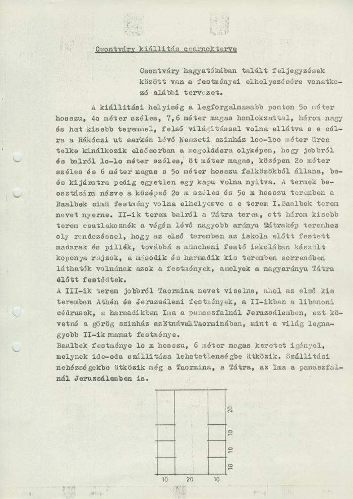 Gerlóczy Gedeon Csontváry Múzeum terve: alaprajz 1. szint, alagsor, metszet 1963