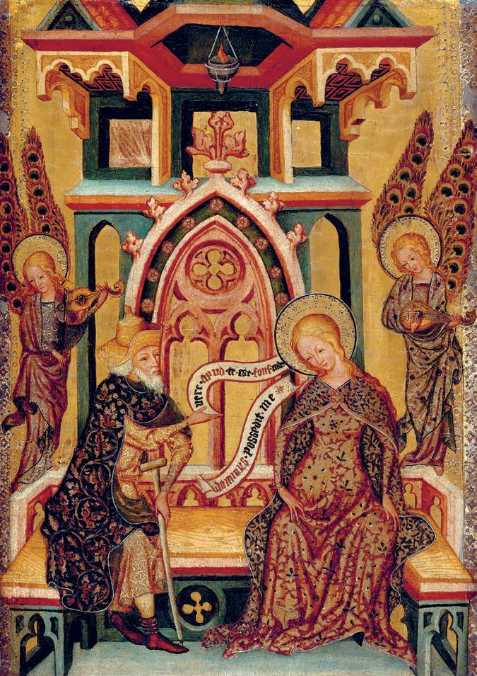 Oltártábla, Szűz Mária és Szent József beszélget, Sebald Weinschröternek tulajdonítva, 1355–1360 körül, tempera tölgyfa alapon, Staatliche Museen, Berlin