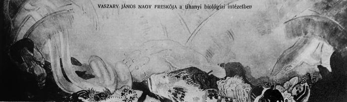 Vaszary Víz alatti világ című hatalmas pannójáról fennmaradt fekete-fehér reprodukció a Pesti Napló Vasárnapi Képes mellékletében