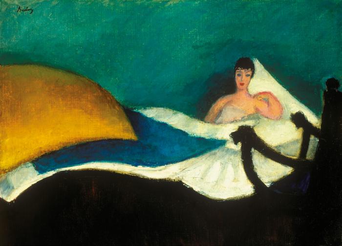Berény Róbert: Sárga dunyha, 1928, olaj, vászon, 67 x 88 cm, magántulajdon © A Virág Judit Galéria és Aukciósház engedélyével