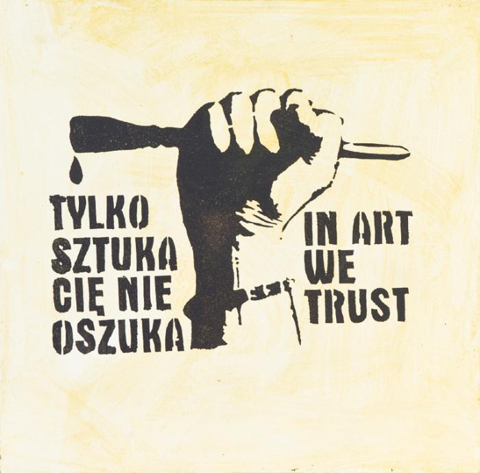 Paweł Jarodzki: A művészetben megbízunk, 2000 (2008), akril, MDF-lap, az Alsó-sziléziai Társaság a Művészetek Támogatására gyűjteményéből