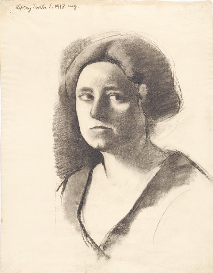 Járitz Józsa: Önarckép, 1918, szén, papír, 61,5 x 47 cm, Magyar Nemzeti Galéria © SZM-MNG