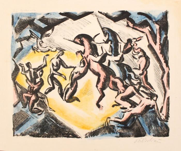 Pál István: Csodaszarvas, 1926 k. papír, színes litográfia, 29,5 x 35 cm, magántulajdon