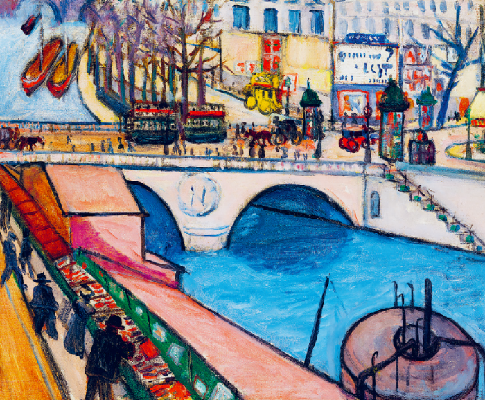 Tihanyi Lajos: Pont St. Michel (Paris), 1908, olaj, vászon, 53,5 x 65 cm, Kieselbach Galéria és Aukciósház, 54. téli aukció, 46. tétel, 2016. december 20., leütési ár: 170 millió forint © Kieselbach Galéria és Aukciósház