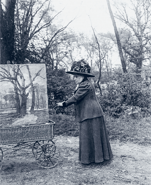 Ismeretlen fényképész: Tina Blau festőkocsijával, 1911–12 k. © Tina-Blau estate, New York
