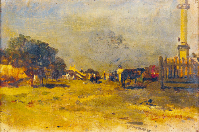 Tina Blau: Szolnok, 1874, olaj, vászon, 24 x 35 cm, magántulajdon Forrás: Wikimedia Commons