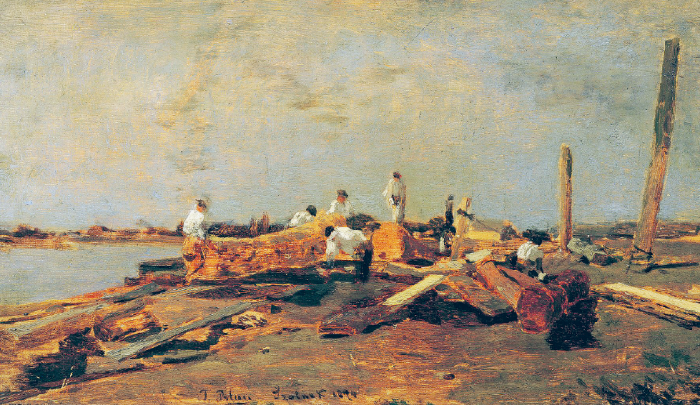 Tina Blau: Tutajosok a Tisza partján, 1874, olaj, vászon, 21 x 37 cm © Belvedere, Bécs