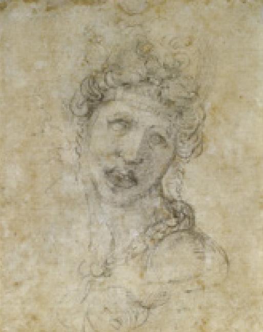 Michelangelo Buonarroti: Kleopátra, 1532–33 k., fekete kréta, firenze, Casa Buonarroti (Muscarelle Museum of Art at The College of William & Mary in Virginia) © Museum of fine Arts Boston