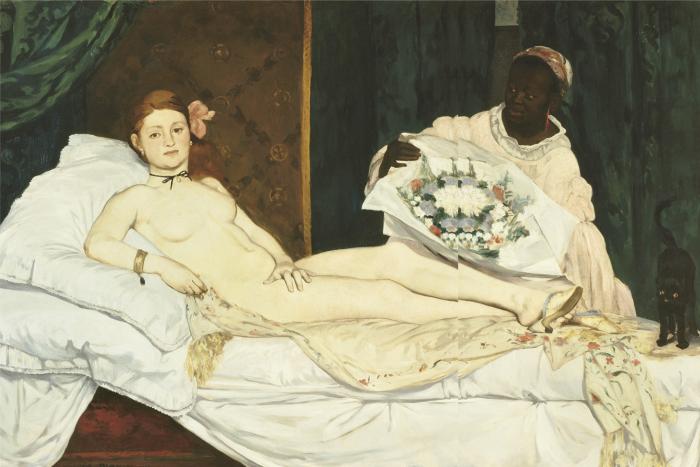 Édouard Manet: Olympia, 1863, olaj, vászon, 130 × 190 cm | Paris, Musée d’Orsay Donated to the state in 1890 thanks to a subscription instigated Claude Monet © Musée d’Orsay, Dist. RMN-Grand Palais / Patrice Schmidt