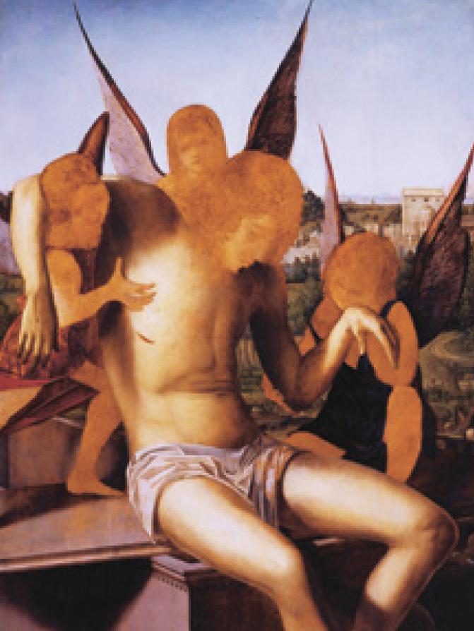 Antonello da Messina: Halott Krisztus három angyallal, 1475, olaj, fa, 117 × 85 cm Venezia, Museo Correr