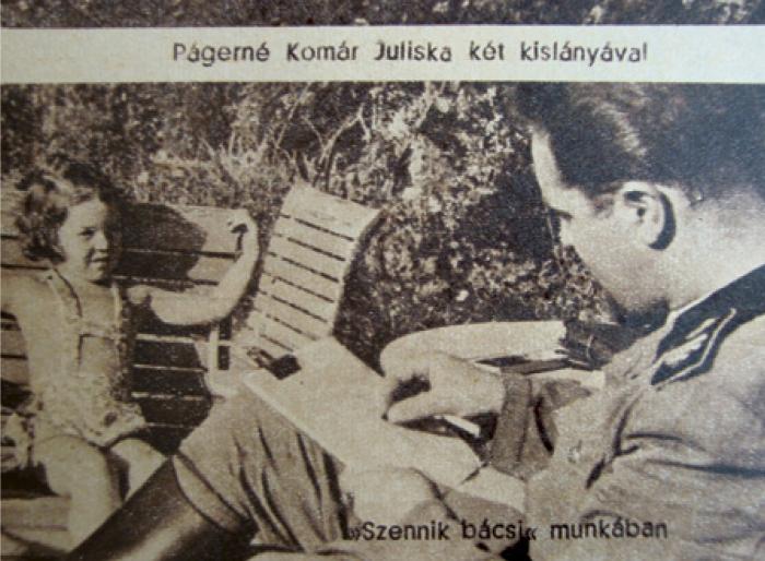 Szennik György portrét rajzol Páger Antal kislányáról, Juliskáról. (A fénykép a Magyar ünnep című lap 1944. I. évf. 3. számában jelent meg.)