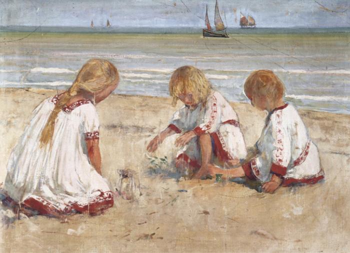 Körösfői-Kriesch Aladár: Gyermekeim tengerparton, 1905. olaj, vászon, 57 × 67 cm, Magántulajdon © Tóth Simon Ferenc