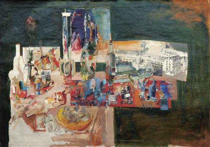Sylvester Katalin: Perlrott Csaba Vilmos festőasztala, 1965, olaj, vászon, 92 × 65 cm