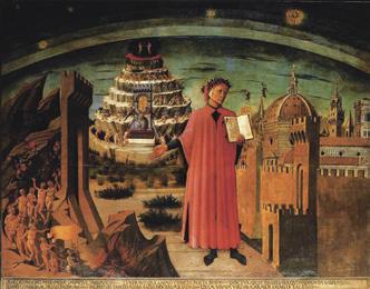 Sajnos a könyv borítója annyira ronda, hogy helyette inkább Domenico di Michelino Dante Isteni színjátéka (1465) című 2,32 m × 2,90 m-es freskóját közöljük, ami a firenzei Santa Maria del Fiore templomban (a Dómban) látható, és a regényben sokszor utalnak rá