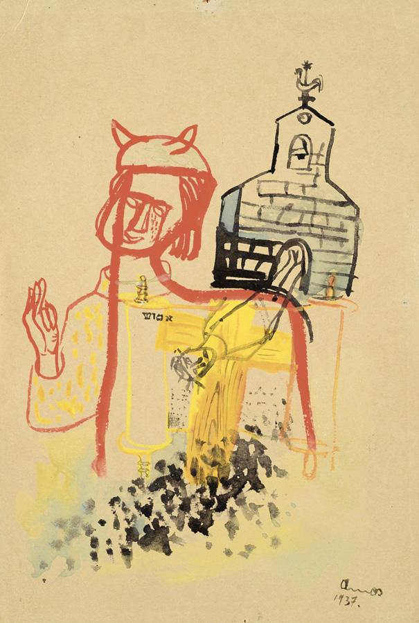 Ámos Imre: Látomás (Kállói imaház), 1937, tus, gouache, papír, 248 × 161 mm | Magyar Nemzeti Galéria, Budapest, ltsz.: F 67.276