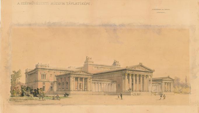 Schickedanz Albert: A Szépművészeti Múzeum távlati képe, 1899? | Kiscelli Múzeum, Építészeti gyűjtemény, ltsz.: 24168
