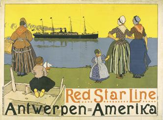 Henri Cassiers 1899-ben készült plakátja a Red Star Line számára