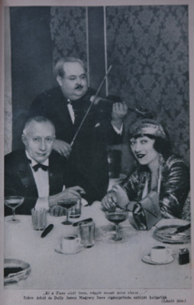 Zukor Adolf, hollywoodi filmproducer és Dolly Jancsi Magyary Imre cigányprímás szólóját hallgatják Színházi Élet, 1930. 18. szám, 29. o.