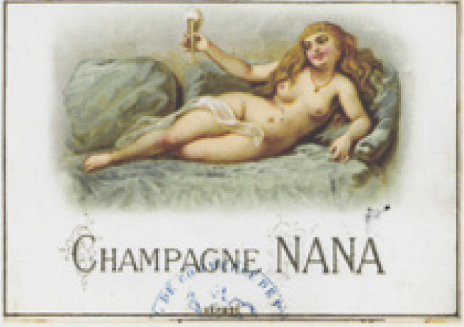 „Nana” pezsgősüvegcímke, 1880, Institut national de la propriété industrielle, Párizs