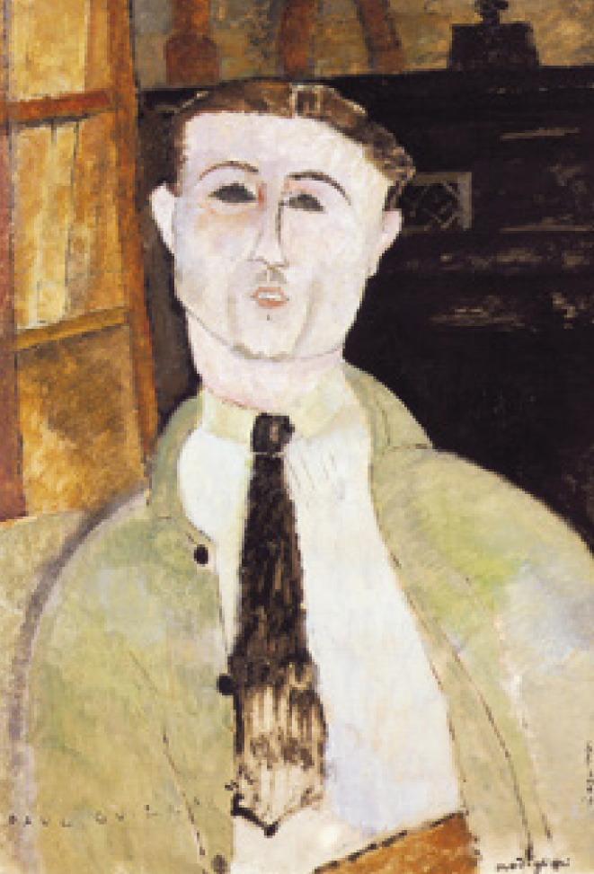 Modigliani: Paul Guillaume, 1918, olaj, 75 × 52 cm A Toledo Museum of Art őrzi Paul Guillaume (1891–1934) francia műkereskedő volt, Modigliani mellett Soutine, Matisse, Brancusi, Picasso és De Chirico képeivel kereskedett. Korai halála rejtélyes volt, feleségéről, aki új férjével folytatta a gyűjtést, állítólag csak azért terelődött el a gyanú, mert halála után a francia államra hagyta a kollekciót, amely ma a Musée de l'Orangerie-ben látható.