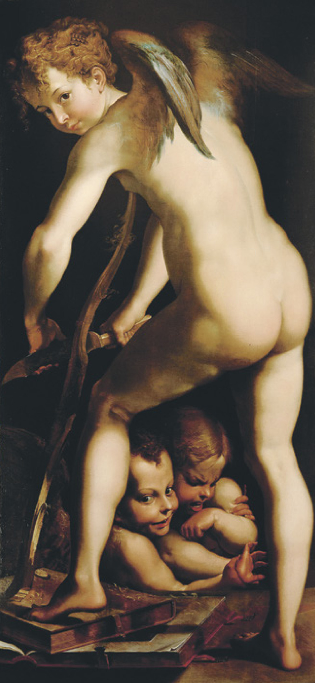 Francesco Mazzola / Parmigianino: Íjat faragó Ámor, 1534–39, hársfa, 135,5 × 65 cm © Kunsthistorisches Museum Wien, Gemäldegalerie