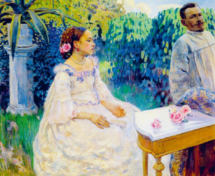 Viktor Boriszov-Muszatov: Önarckép nővérével, 1898, tempera, olaj, vászon, 143 x 177 cm, Orosz Múzeum, Szentpétervár