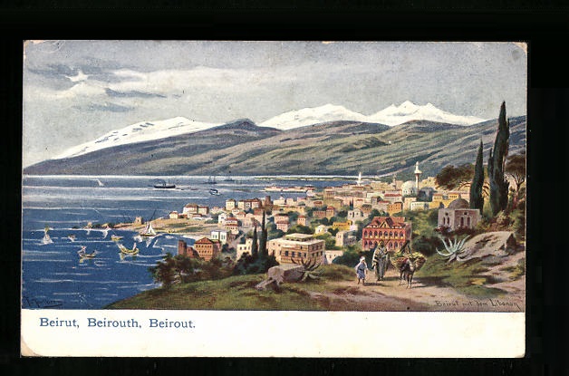 Bejrút a Libanoni-hegységgel, 1898, színes német képeslap