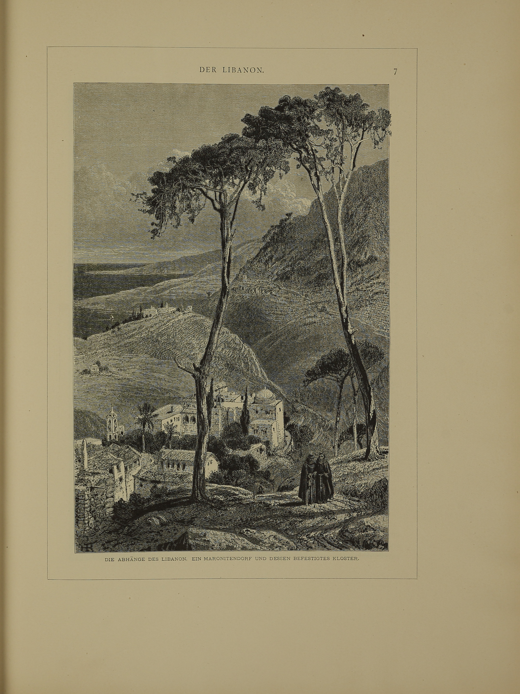 Metszett sziklameredélyen álló magányos cédrussal a több nyelven kiadott Festői Palesztinából (megjelent a Palästina in Wort und Bild nebst der Sinaihalbinsel und dem Lande Gosen című könyvben, 1883–1884.)