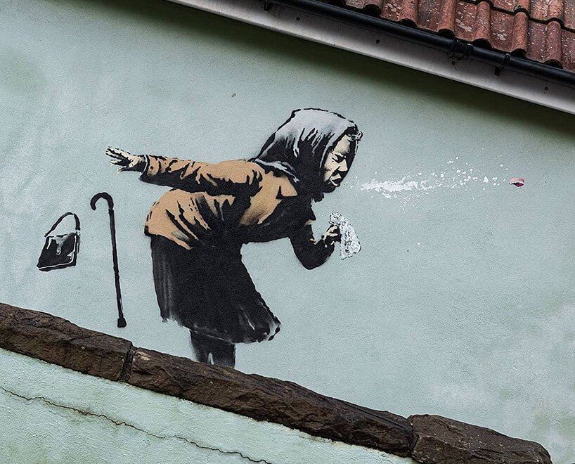 Banksy sneezing woman bristol designboom 001