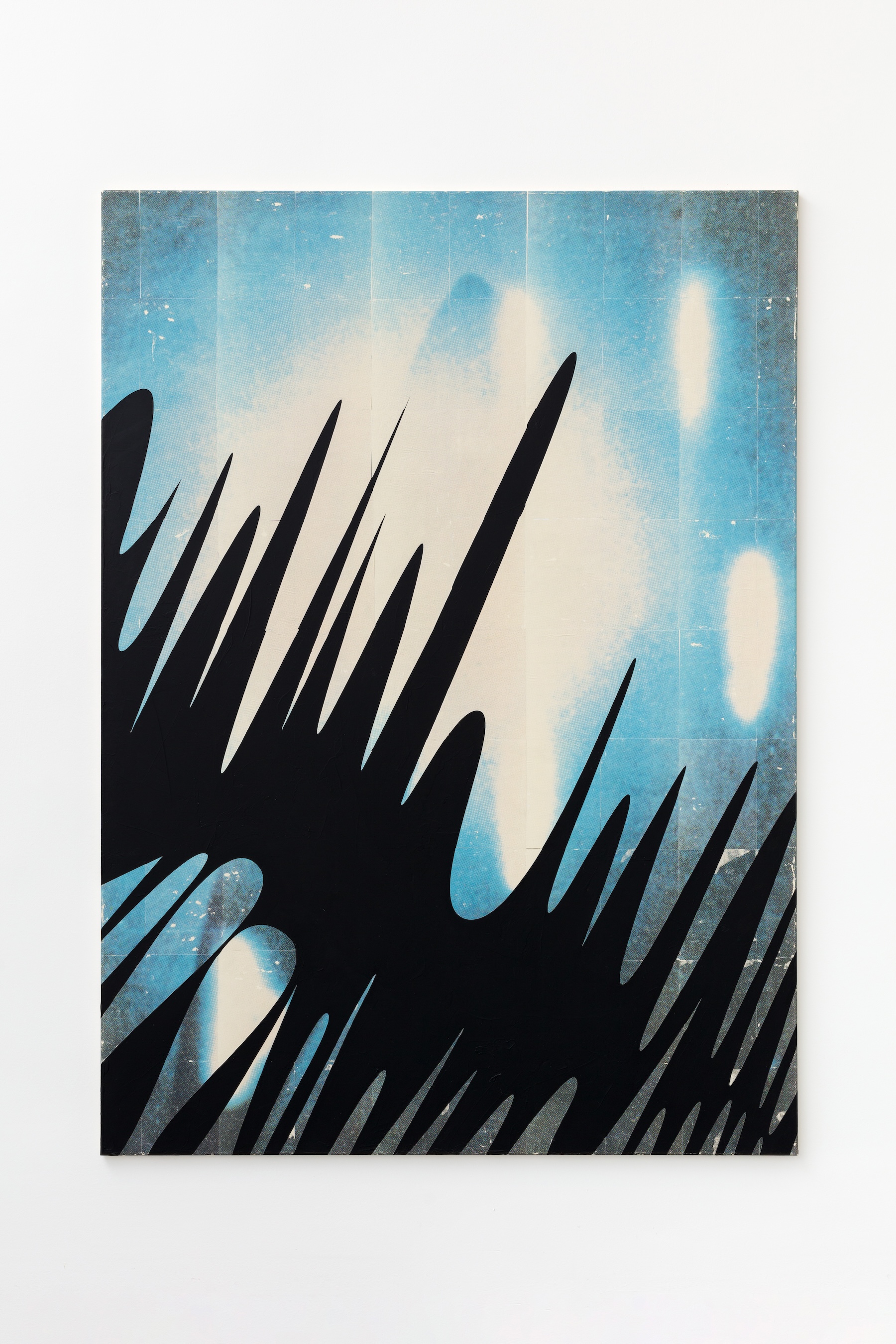 Fridvalszki Márk: Untitled (UFO, G. Adamski, 1951), 2023, pigment transzfer, akril, vászon, 180 x 130 cm. Fotó: Biró Dávid