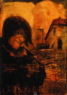 Gulácsy Lajos: Gwyplaine, 1906 körül, olaj, karton, 26x19 cm, magántulajdon