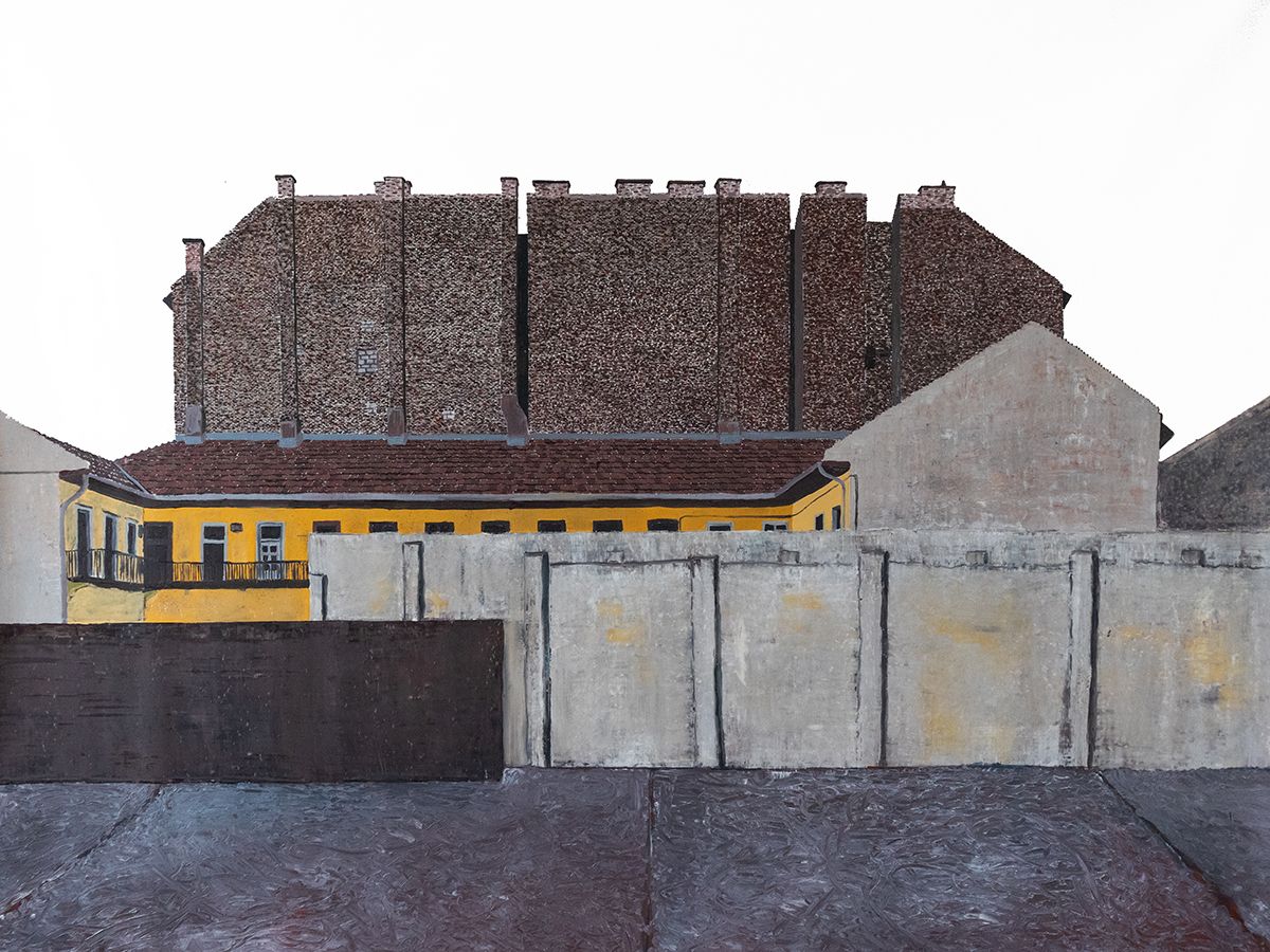12 brickwalls on the corner of szerdahelyi and karacsony streets nr. 2 2019 canvas oil 150x200 cm